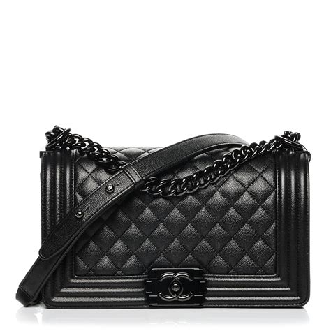 chanel caviar quilted medium boy flap so black